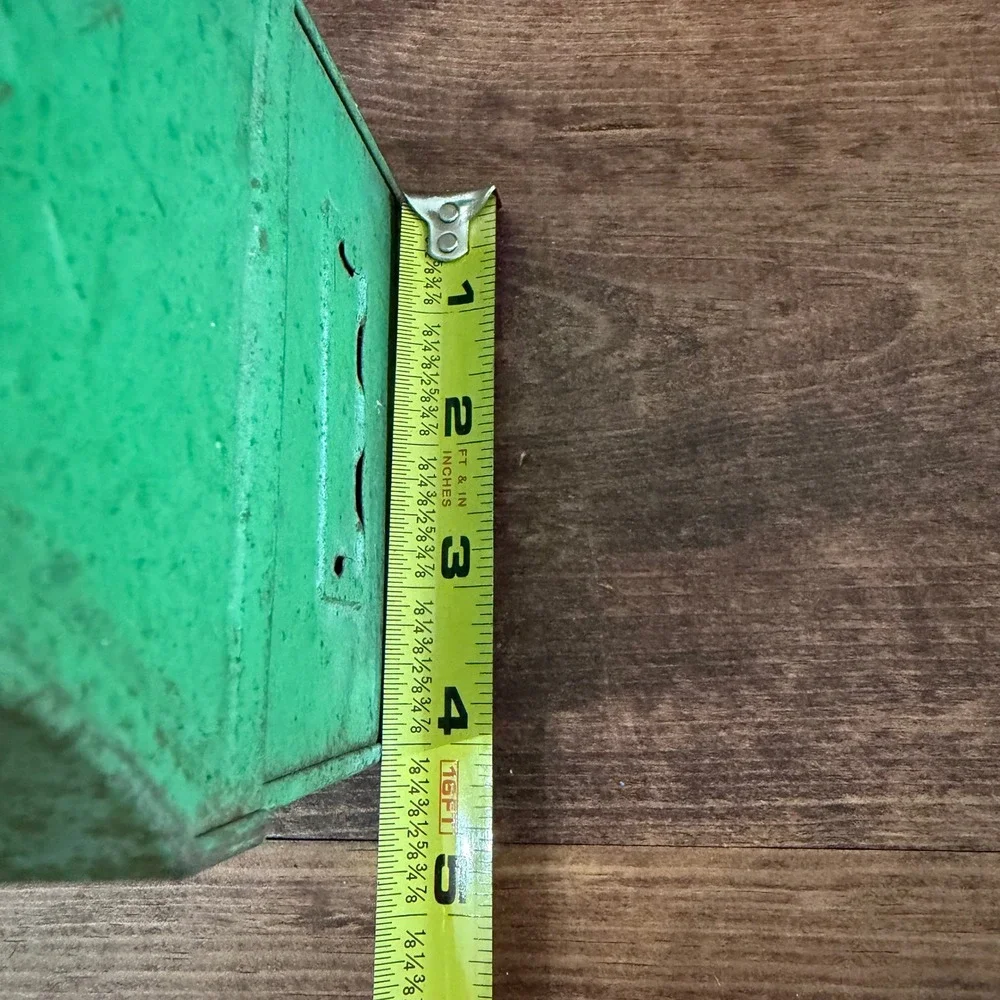 Vintage Antique Green Metal Dome Top Lunch Box Pail Star Embossed Patented 1920s